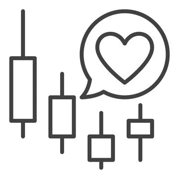 Heart in Speech Bubble and Candlestick Lines vector outline icon or symbol Ilustración de archivo