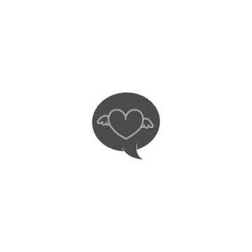 Heart speech bubble flat vector icon isolated Stock Illustration