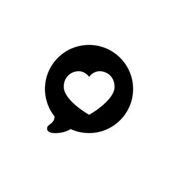 Heart in speech bubble icon in black. Stock Illustration