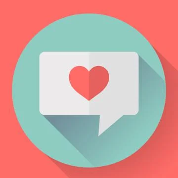 Heart in speech bubble icon. Flat Vector illustration Stock Illustration