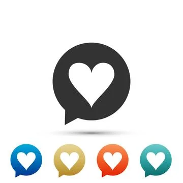 Heart in speech bubble icon isolated on white background. Heart shape in message イラスト素材