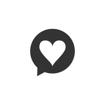 Heart in speech bubble icon isolated. Heart shape in message bubble. Love sign Stock Illustration