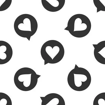 Heart in speech bubble icon seamless pattern on white background. Heart shape in Stock Illustration