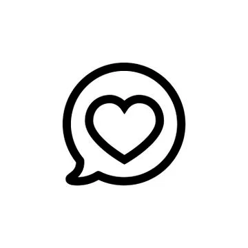 Heart in speech bubble icon on white background Stock Illustration
