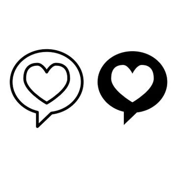 Heart in speech bubble line and glyph icon. Love message vector illustration Illustrazione stock