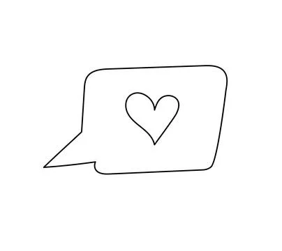 Heart speech bubble simple hand drawn doodle outline vector illustration, chat Stock Illustration