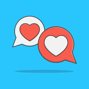 Heart In Speech Bubble Vector Icon Illustration. Love Heart Flat Icon Stock Illustration
