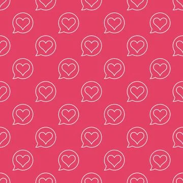 Heart in Speech Bubble vector line seamless geometric pattern 스톡 일러스트