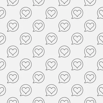 Heart in Speech Bubble vector outline seamless pattern Stock Illustration