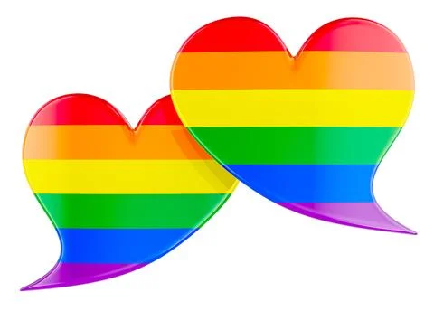 Heart speech bubbles in rainbow pride colors. LGBT communication love and e.. Stock Illustration