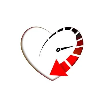 Heart Speedometer icon with arrow speed, RPM logo icon. Racing test symbol Stock Illustration