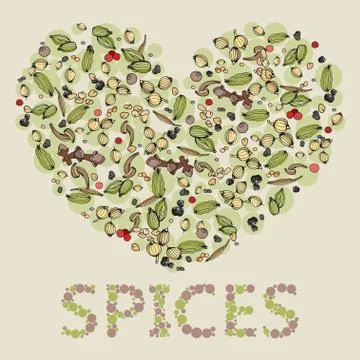 Heart from spices Stock Illustration