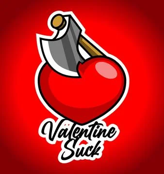 Heart split with an ax Stock Illustration