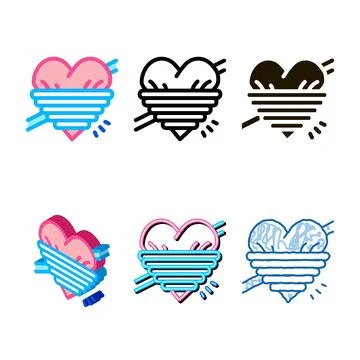 Heart squeezed by rope stylized icon vector outline Stock Illustration