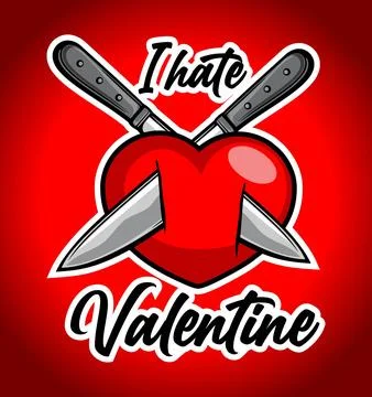 Heart stabbed with two knives Stock Illustration