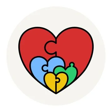 Heart Stack Inside Jigsaw Stock Illustration