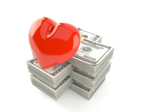 Heart on stack of money Stock Illustration