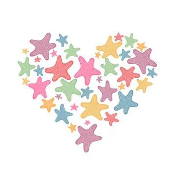 Heart with star fish. Stock Illustration