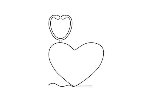 A heart with a stethoscope behind it Stock Illustration