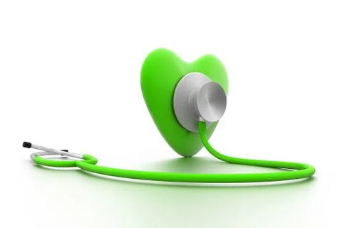 Heart with stethoscope. Stock Illustration