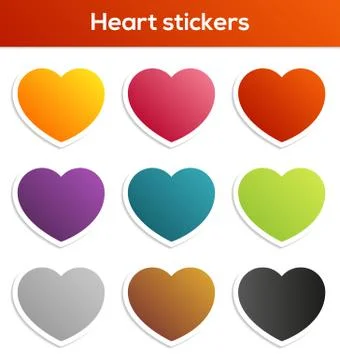 Heart stickers set Stock Illustration