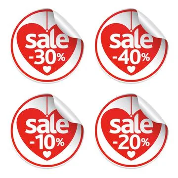 Heart stickers set,red Stock Illustration