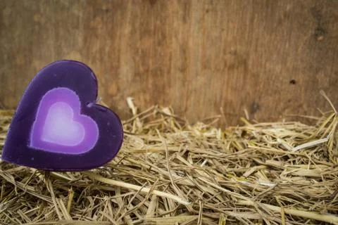 Heart on straw Stock Photos