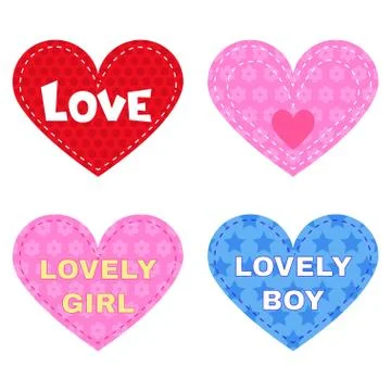 Heart striped set vector illustration. Stock Illustration
