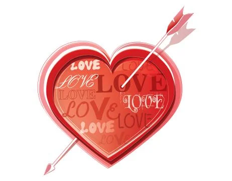 Heart struck by Cupid Stock Illustration