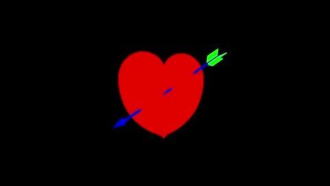 Heart Struck by Cupid's Arrow Amidst Deep Contrast Stock Footage 341921361