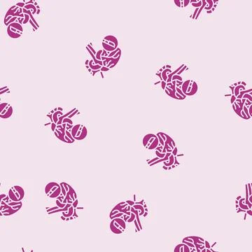 Heart surgery glyph seamless pattern Stock Illustration