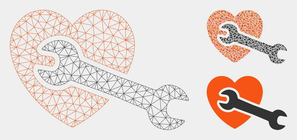 Heart Surgery Vector Mesh 2D Model and Triangle Mosaic Icon イラスト素材