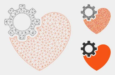 Heart Surgery Vector Mesh Network Model and Triangle Mosaic Icon Stock Illustration
