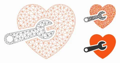 Heart Surgery Vector Mesh Network Model and Triangle Mosaic Icon Stock Illustration