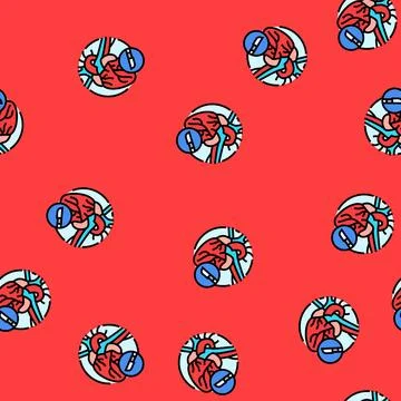 Heart surgery vector seamless pattern Stock Illustration