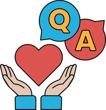 A heart is surrounded by two hands holding it, and the letters Q Stock Illustration