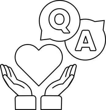 A heart is surrounded by two hands holding it, and the letters Q Stock Illustration