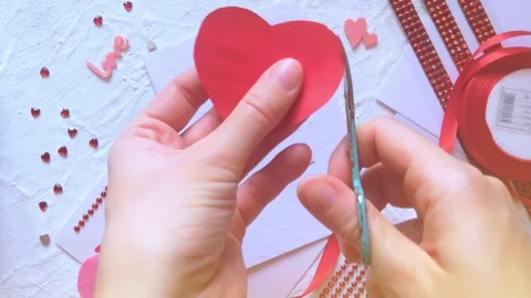 Heart сutting for Valentine card Stock Footage