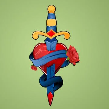 Heart with sword イラスト素材