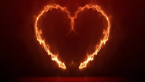 Heart symbol with fire effect green screen background Stock Footage 273073091