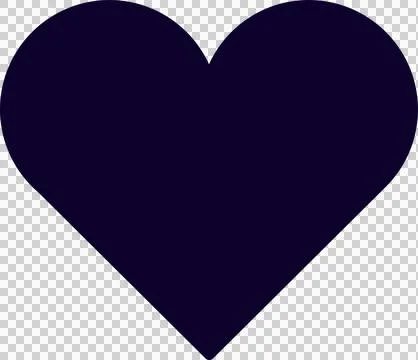 Heart symbol is floating in flat design with solid dark navy fill, transparent Stock Illustration