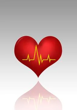 Heart symbol with line graph against grey background Stock Illustration