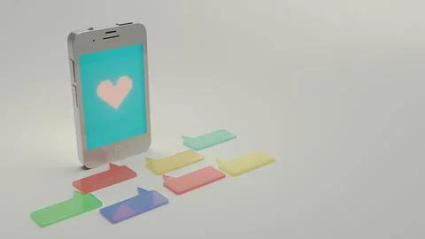 Heart symbol with message bubbles in 3D 스톡 사진