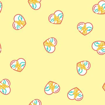 Heart symbol nordic walker vector seamless pattern Illustrazione stock