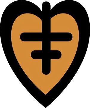 Heart symbol with religious element in shape Stock Illustration