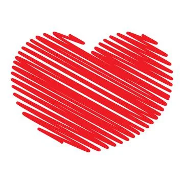Heart symbol. Scribble, doodle red love shape. Vector illustration isolated o Illustrazione stock