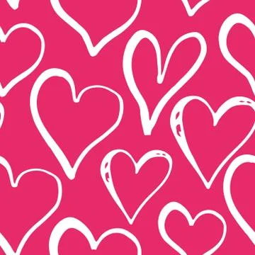 Heart symbol seamless pattern vector illustration. Hand drawn sketch doodle b Stock Illustration