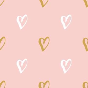 Heart symbol seamless pattern vector illustration. Hand drawn sketch doodle b Stock Illustration
