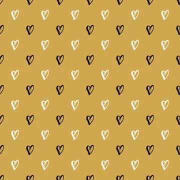 Heart symbol seamless pattern vector illustration. Hand drawn sketch doodle b Stock Illustration