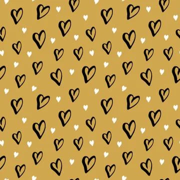 Heart symbol seamless pattern vector illustration. Hand drawn sketch doodle b Stock Illustration